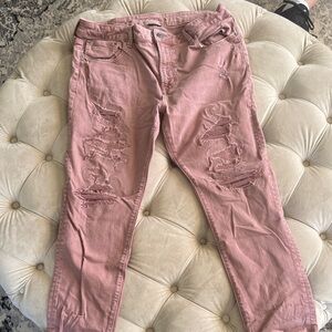 American Eagle Outfitters Pink Distressed Skinny Jeans
